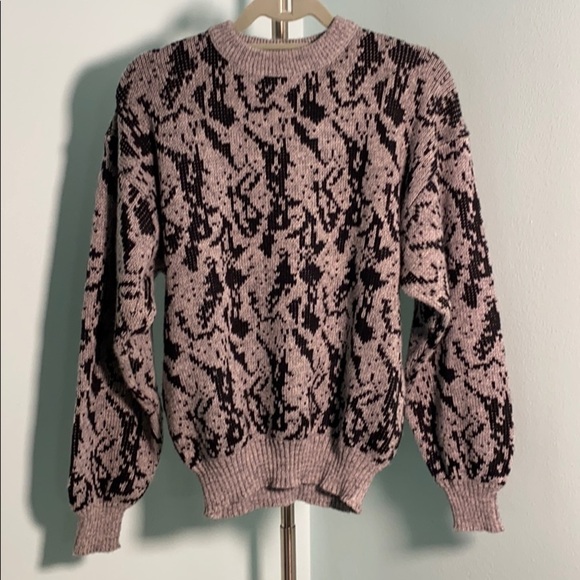 INDEX 80s Nordic sweater gray black size S‎ grandpa sweater - Picture 1 of 4